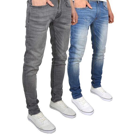 Duck and Cover Mens Tranfold Slim Jeans (Pack of 2) / Gray/Stone Wash - Picture 1 of 8
